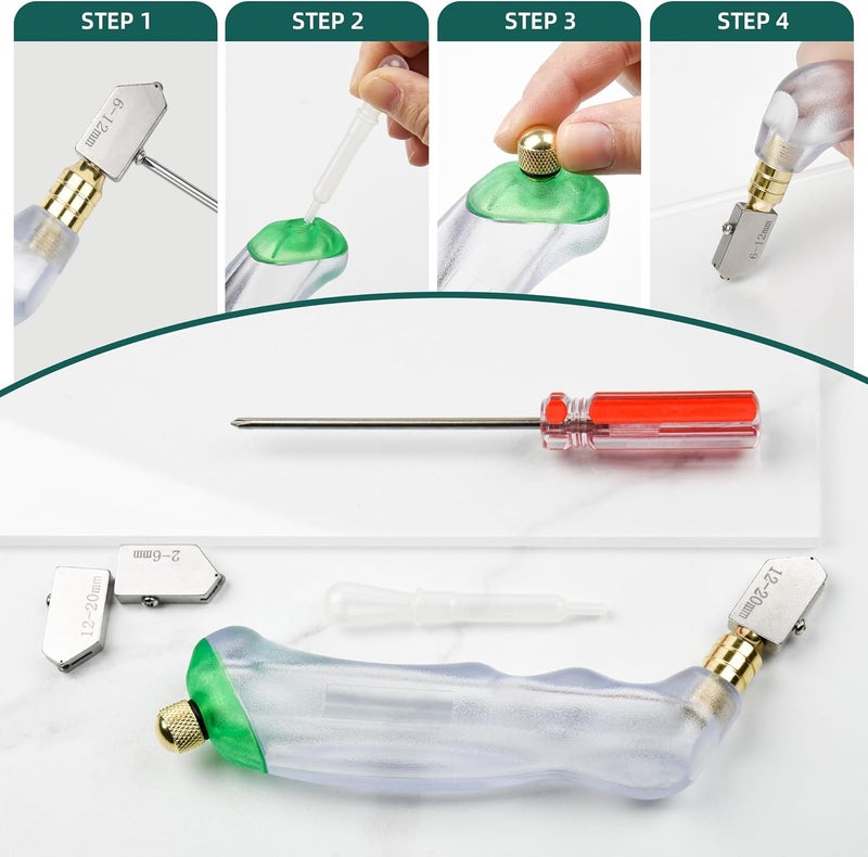 GINWORD 10Pcs Heavy Duty Glass Cutters Tools Kit, Wheeled Glass Tile Nippers Glass Running Breaking Pliers, Breaker Grozer Pliers with Curved Jaws, for Stained Glass, Mosaics, Fusing, Breaking - Image 4